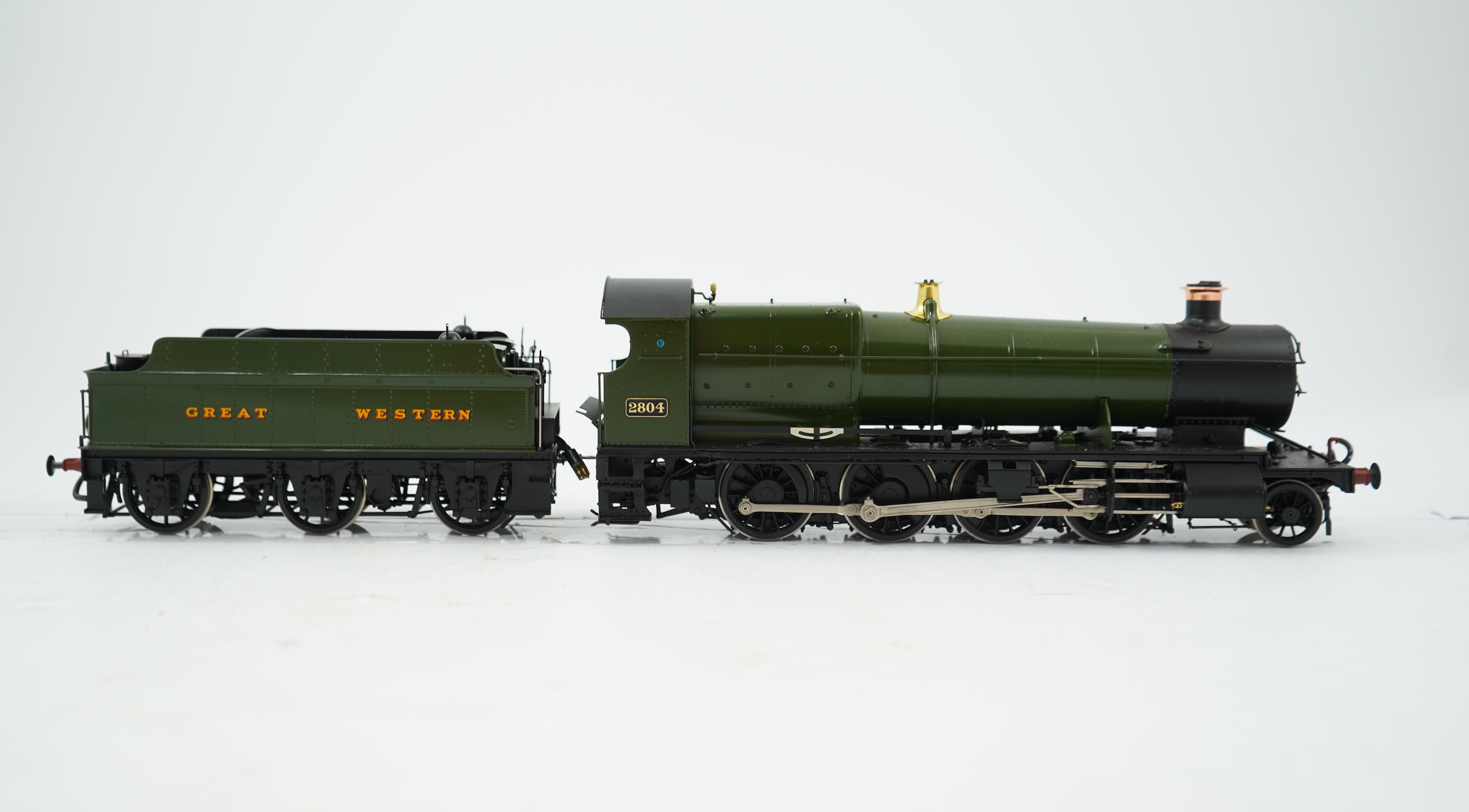 An 0 gauge Masterpiece Models model of GWR Class 28xx, 2804, 2-8-0 tender locomotive, powered for two rail operation, with original box.